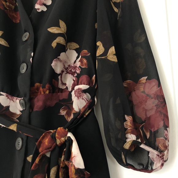 Dynamite Floral Button Up Belted Skirt - Picture 2 of 5